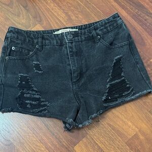 Highway Jeans Distressed Black Denim Shorts Size 9